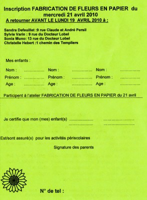formulaire inscription