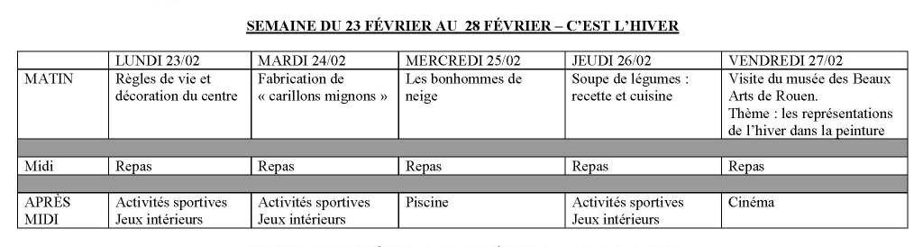 programme 2eme semaine cliquer dessus pour agrandir