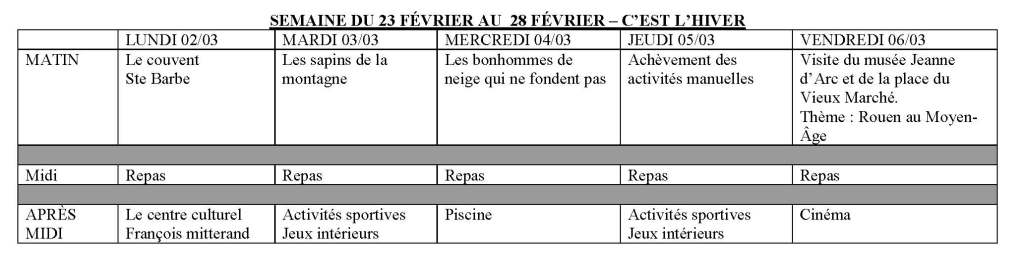 programme 1er semaine cliquer dessus pour agrandir