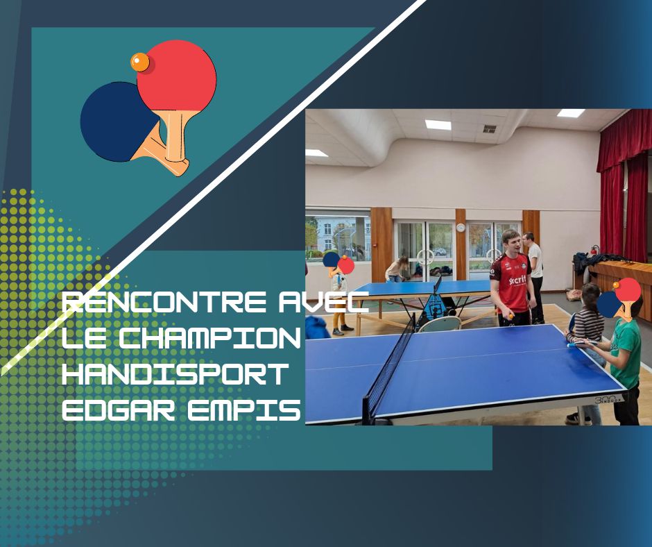 Les élèves de l’école rencontre Edgar Empis, jeune champion pongiste handisport